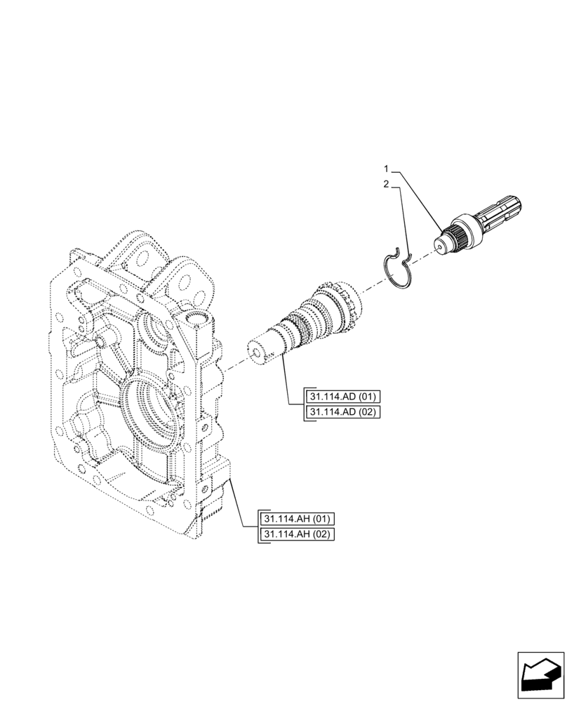 Схема запчастей Case IH PUMA 150 CVT - (31.114.AF[01]) - VAR - 758031 - PTO, OUTPUT SHAFT (31) - IMPLEMENT POWER TAKE OFF