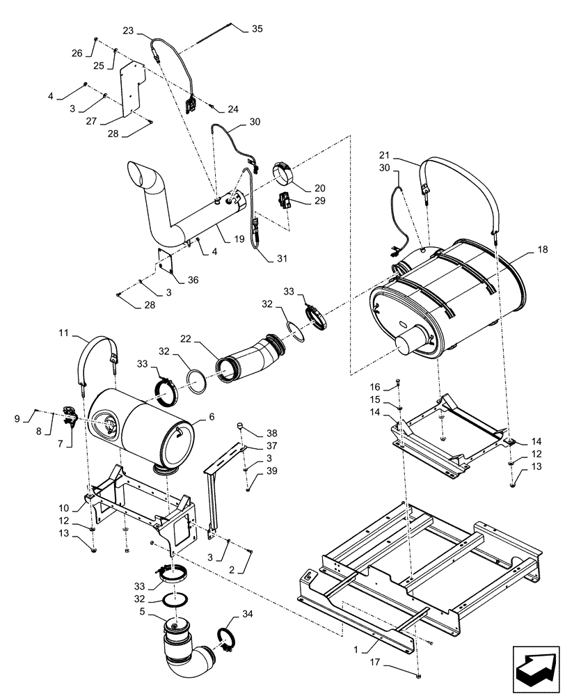 Схема запчастей Case IH PATRIOT 3340 - (10.254.AD[01]) - EXHAUST SYSTEM W/ MUFFLER (10) - ENGINE