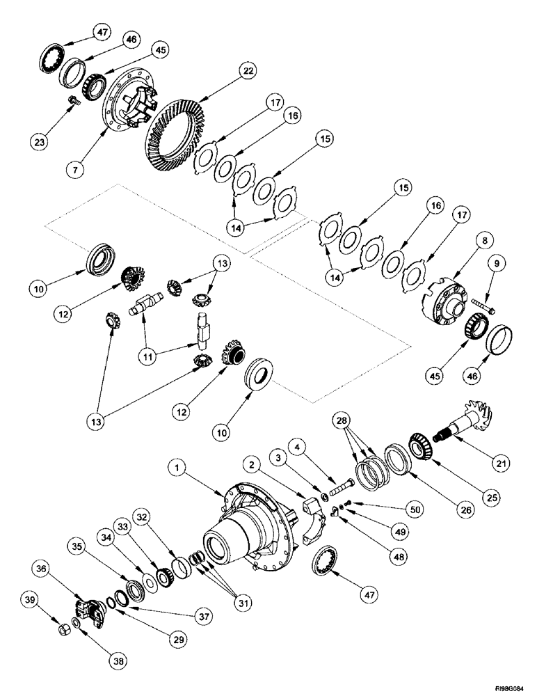 Схема запчастей Case IH MX270 - (5-046) - CARRIER AND DIFFERENTIAL, M.F.D., MX240, MX270 (05) - STEERING