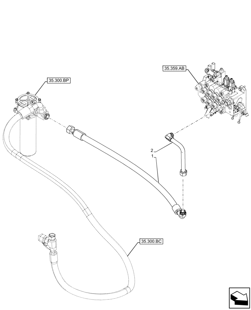 Схема запчастей Case IH FARMLIFT 935 - (35.359.AZ [02]) - CONTROL VALVE, DRAIN LINE (35) - HYDRAULIC SYSTEMS