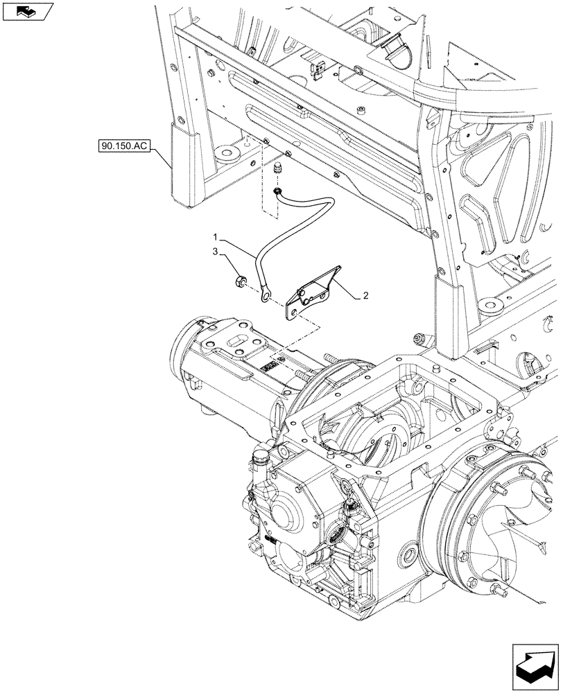 Схема запчастей Case IH FARMALL 105C - (55.100.BE[01]) - GROUND CABLE, BRACKET (55) - ELECTRICAL SYSTEMS