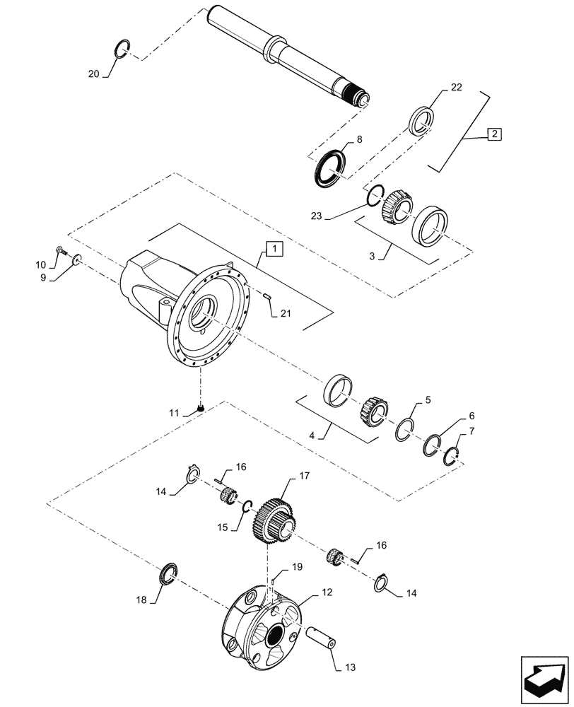 Схема запчастей Case IH STEIGER 500 - (27.120.AI[01]) - AXLE CARRIER ASSY, 500, 540 (27) - REAR AXLE SYSTEM