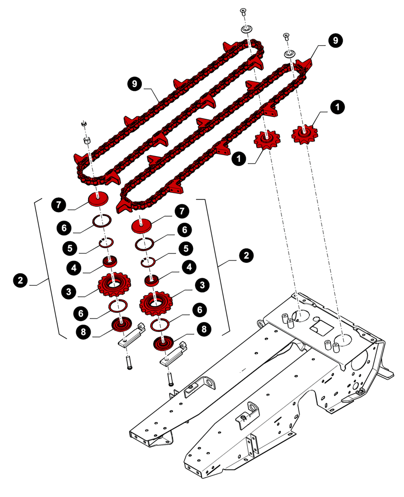 Схема запчастей Case IH 4412F-30 - (05.100.04[02]) - MAINTENANCE PARTS, ROW UNIT GATHERING CHAIN (05) - SERVICE & MAINTENANCE