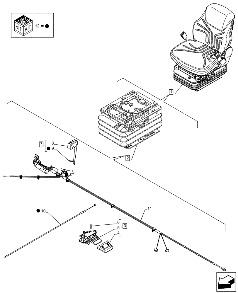 Схема запчастей Case IH FARMLIFT 742 - (55.512.CQ) - VAR - 749490 - DRIVER SEAT, AIR COMPRESSOR, CONTROL (55) - ELECTRICAL SYSTEMS