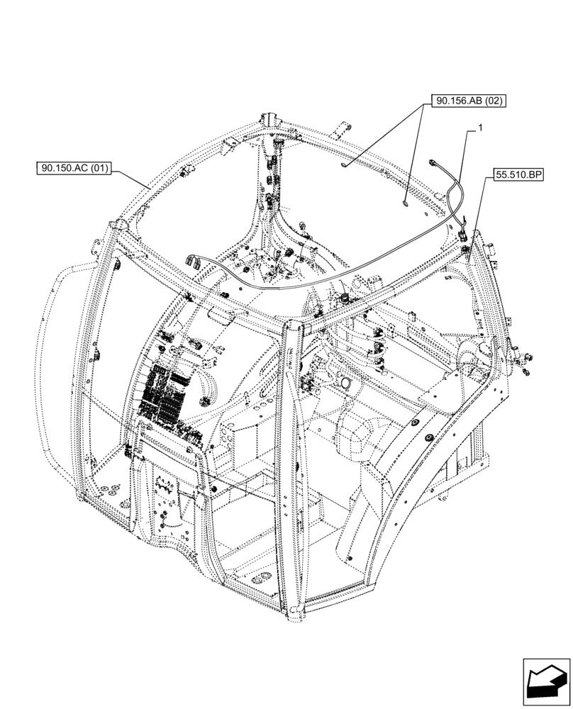 Схема запчастей Case IH PUMA 220 - (55.510.AK) - VAR - 758142, 758143, 758145, 758146 - HEATED GLASS, HARNESS, ROOF (55) - ELECTRICAL SYSTEMS