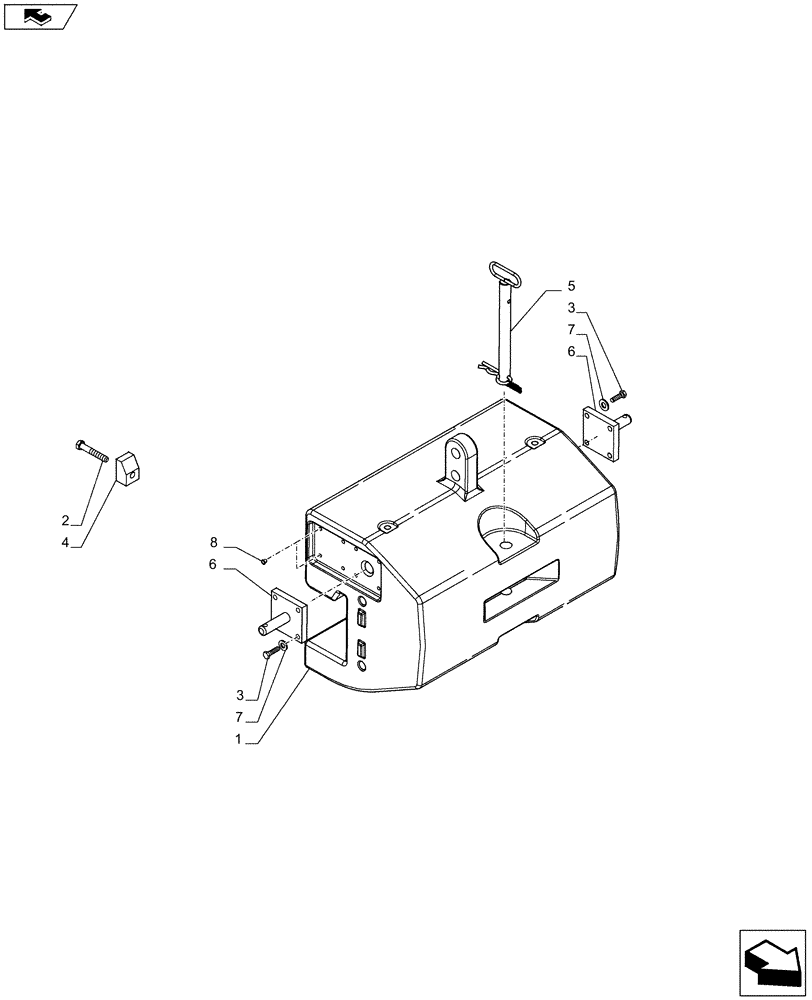 Схема запчастей Case IH PUMA 215 - (37.140.0201[01A]) - WEIGHT PACKAGE - FRONT WEIGHTS (VAR.728593; VAR.729068 / 743635) - D7196 (37) - HITCHES, DRAWBARS & IMPLEMENT COUPLINGS