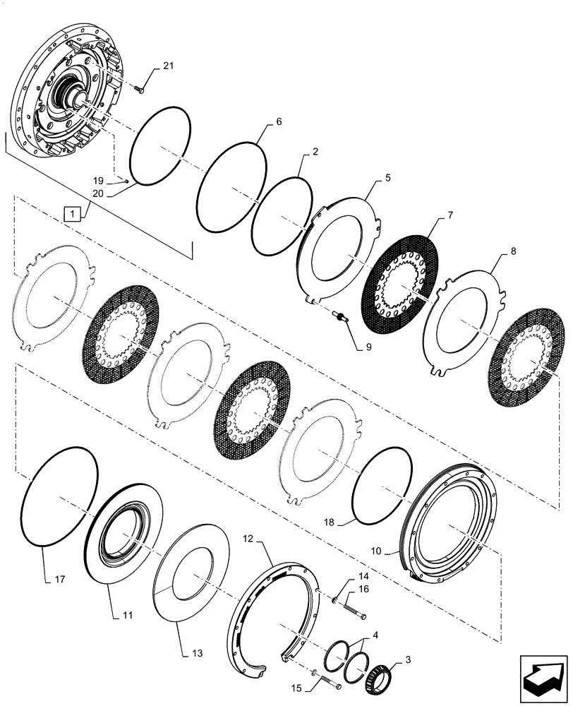 Схема запчастей Case IH STEIGER 620 - (25.102.AD[03]) - FRONT AXLE BRAKES (25) - FRONT AXLE SYSTEM