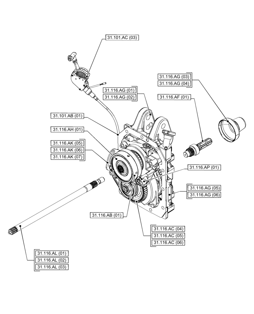 Схема запчастей Case IH PUMA 150 CVT - (31.000.00[02]) - SECTION INDEX - IMPLEMENT POWER TAKE OFF (31) - IMPLEMENT POWER TAKE OFF