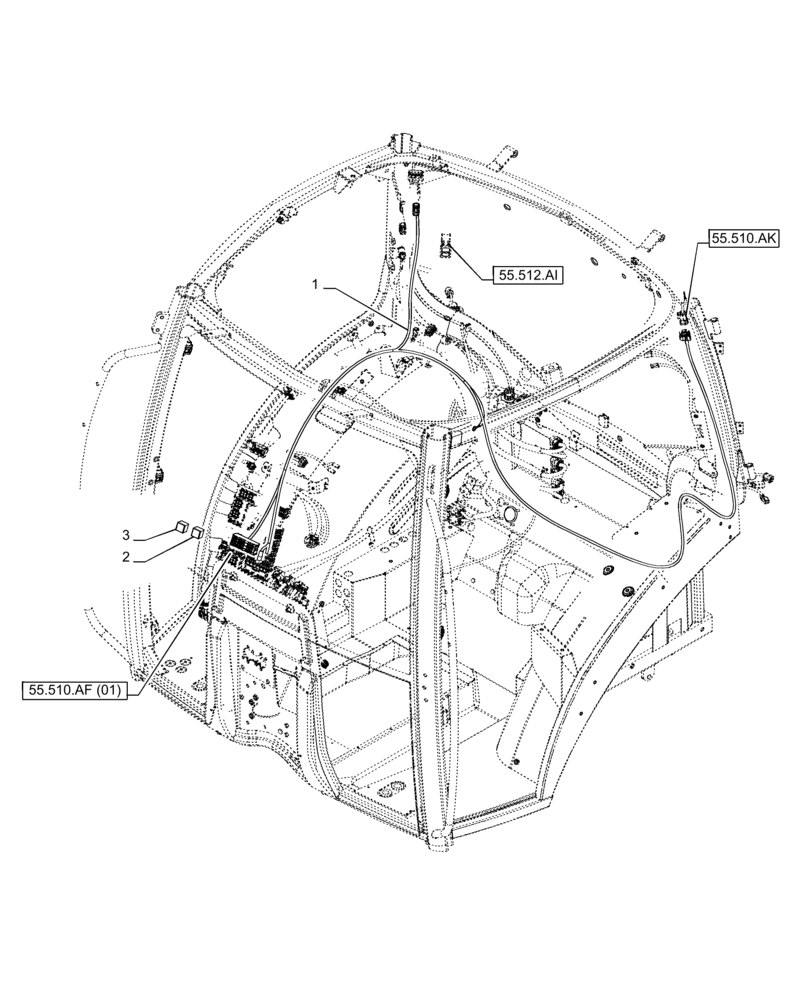 Схема запчастей Case IH PUMA 150 - (55.510.BP) - VAR - 758142, 758143, 758145, 758146 - HEATED GLASS, HARNESS, CAB (55) - ELECTRICAL SYSTEMS