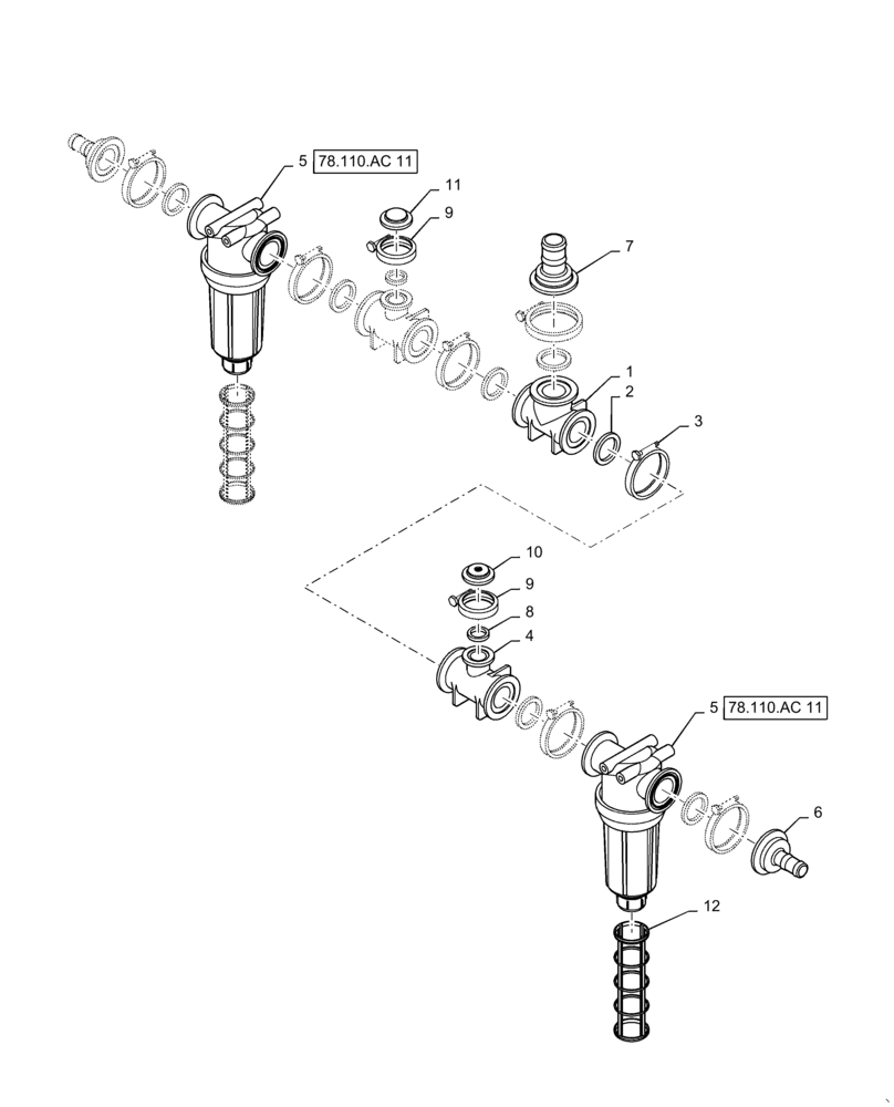 Схема запчастей Case IH PATRIOT 3240 - (78.110.AD[04]) - CENTER SECTION MANIFOLD, 6 SEC LOW FLOW, BSN YGT042519 (78) - SPRAYING