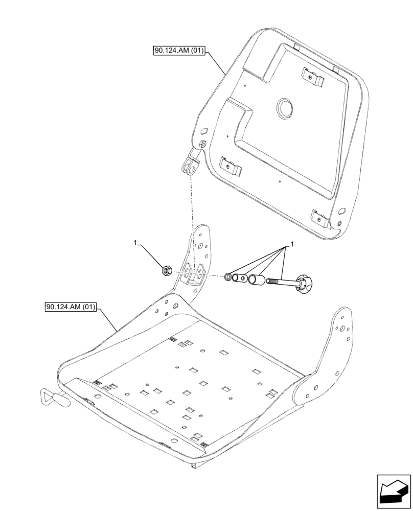 Схема запчастей Case IH FARMLIFT 735 - (90.124.AG) - VAR - 749252 - SEAT, AIR SUSPENSION, BACKREST, ADJUSTER (90) - PLATFORM, CAB, BODYWORK AND DECALS