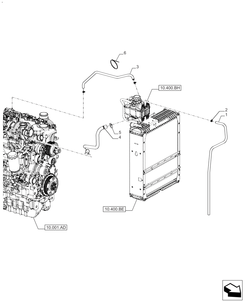 Схема запчастей Case IH FARMALL 130A - (10.400.AY) - VAR - 391265 - RADIATOR & HOSE (10) - ENGINE