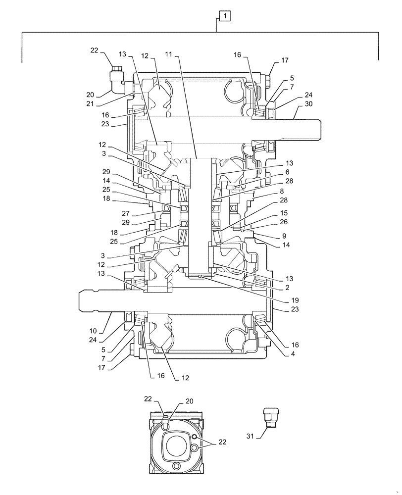 Схема запчастей Case IH DC133 - (39.110.AM[06]) - GEARBOX. SWIVEL REVERSE (39) - FRAMES AND BALLASTING