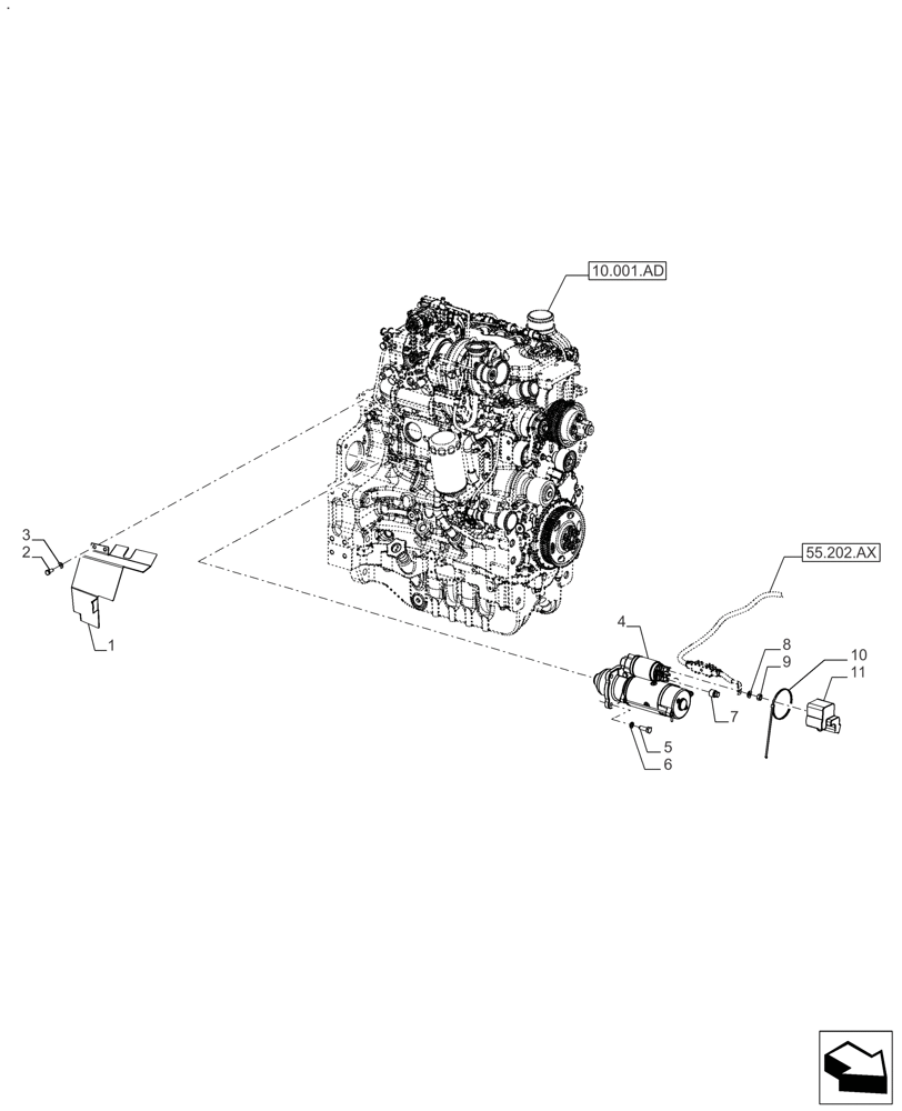 Схема запчастей Case IH FARMALL 110A - (55.201.AE) - VAR - 391265 - STARTER MOTOR (55) - ELECTRICAL SYSTEMS