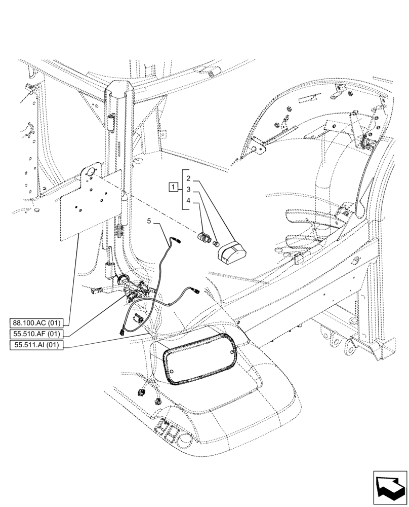 Схема запчастей Case IH PUMA 200 - (55.404.BA[01]) - VAR - 758223, 758230, 758235, 758240, 758241 - LICENSE PLATE LIGHT (55) - ELECTRICAL SYSTEMS