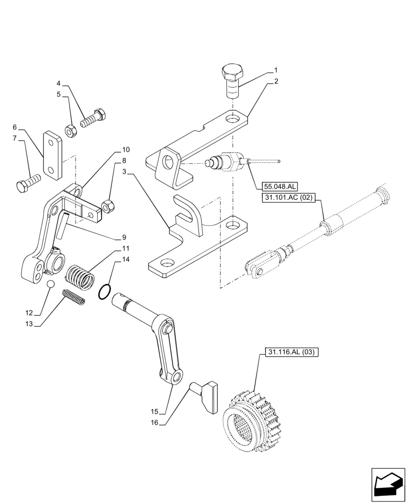 Схема запчастей Case IH PUMA 150 CVT - (31.101.AB[02]) - VAR - 758023 - PTO 540/540E/1000 RPM, GROUND SPEED, PTO, CONTROLS (31) - IMPLEMENT POWER TAKE OFF