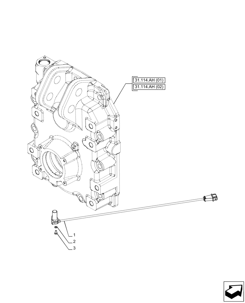 Схема запчастей Case IH PUMA 165 CVT - (55.048.AI[02]) - VAR - 758031 - PTO, SENSOR, SPEED (55) - ELECTRICAL SYSTEMS