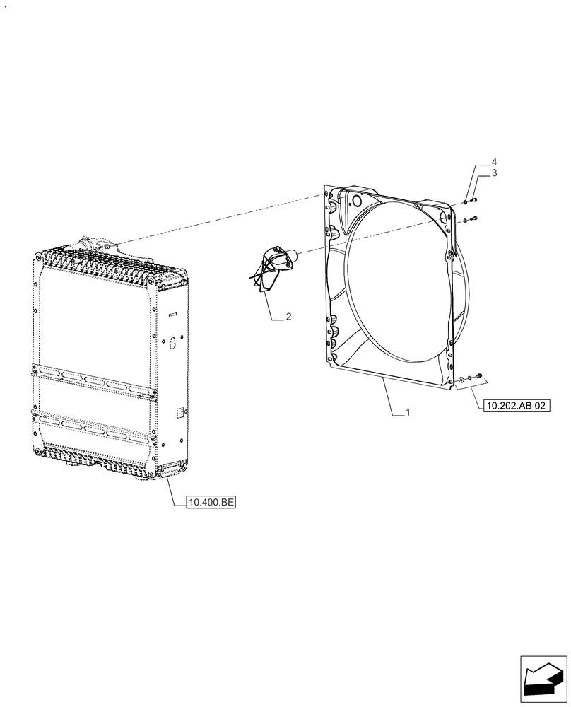 Схема запчастей Case IH FARMALL 140A - (10.400.BF[02]) - VAR - 391265 - RADIATOR FAN SHROUD (10) - ENGINE