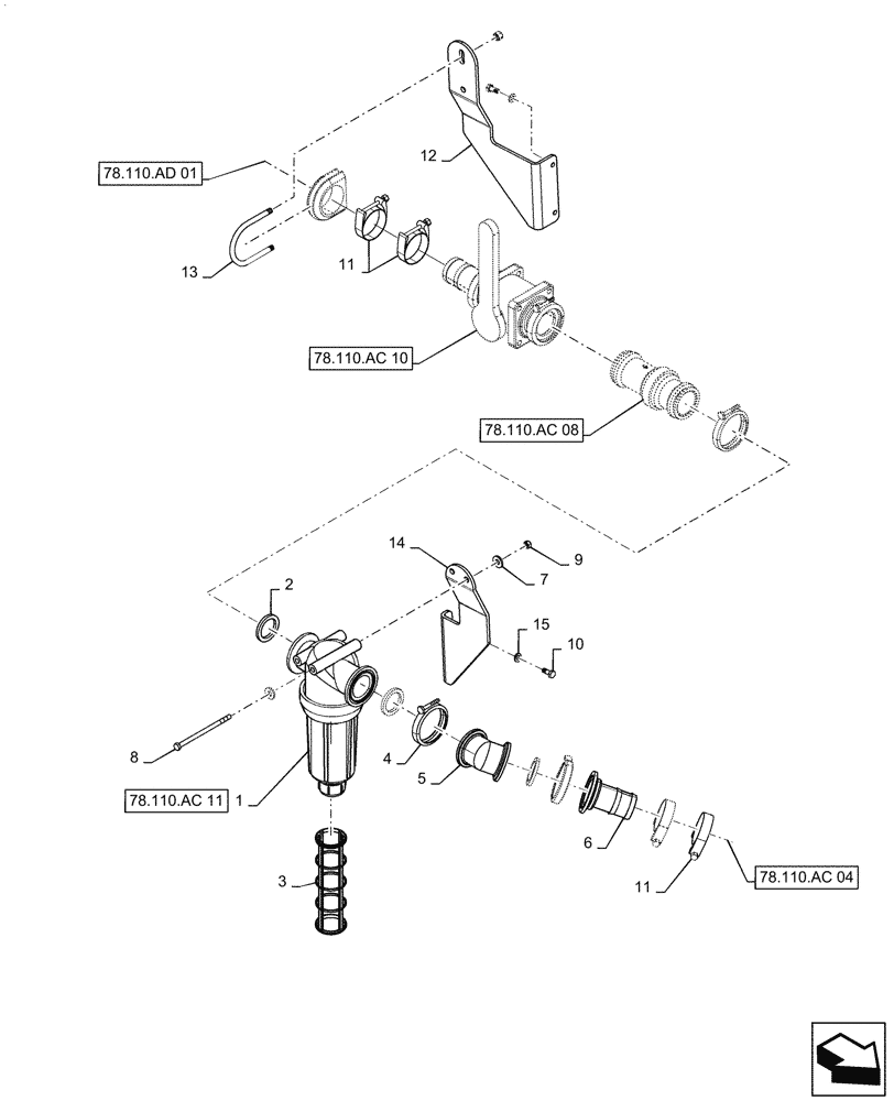 Схема запчастей Case IH PATRIOT 3340 - (78.110.AC[06]) - STRAINER AND THROTTLE VALVE, BSN YGT042519 (78) - SPRAYING