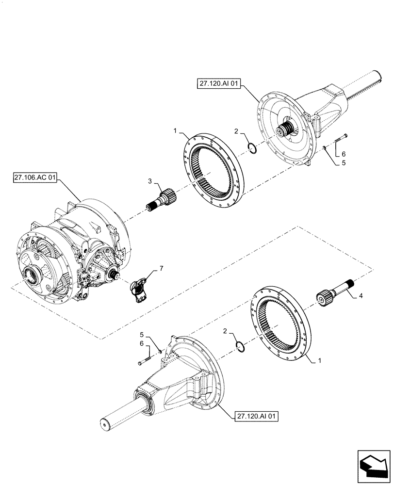 Схема запчастей Case IH STEIGER 500 - (27.100.AK[02]) - REAR AXLE ASSY, 500, 540 (27) - REAR AXLE SYSTEM