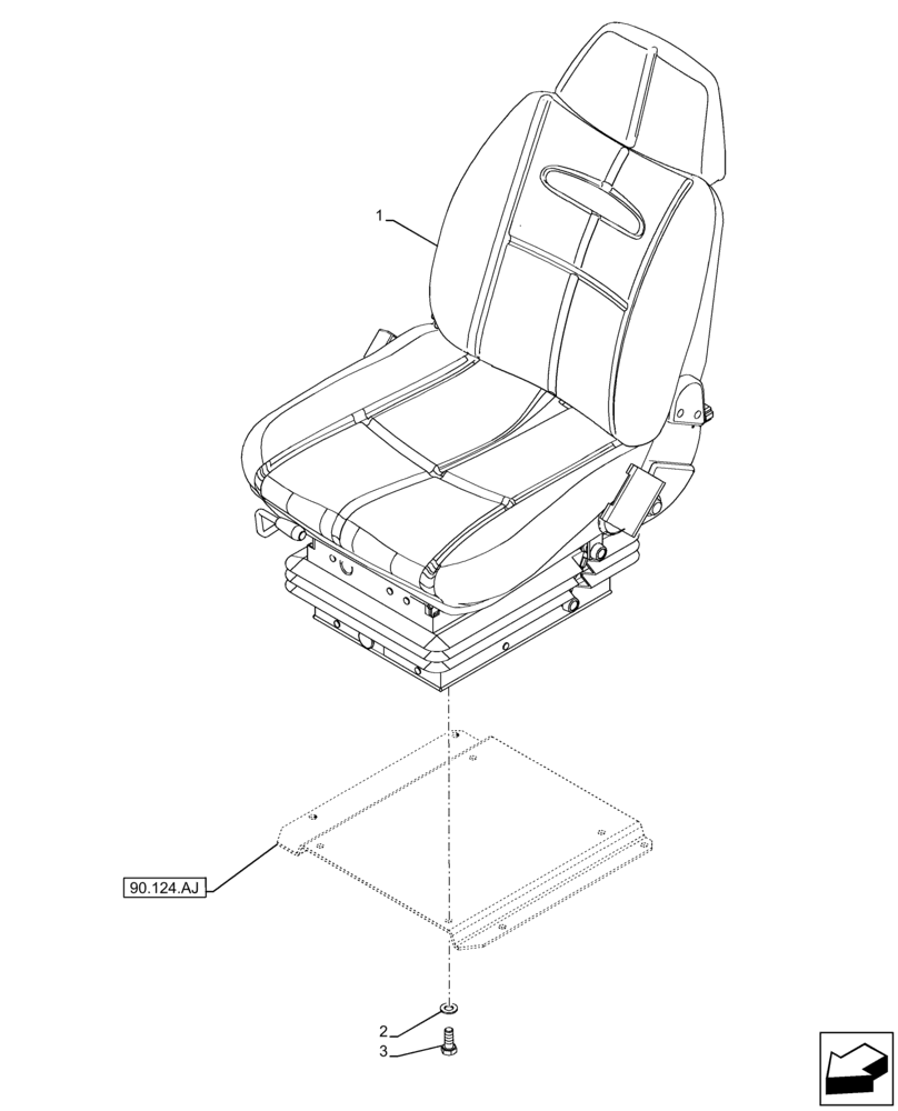 Схема запчастей Case IH FARMLIFT 735 - (90.124.AE) - VAR - 749252 - SEAT, AIR SUSPENSION (90) - PLATFORM, CAB, BODYWORK AND DECALS