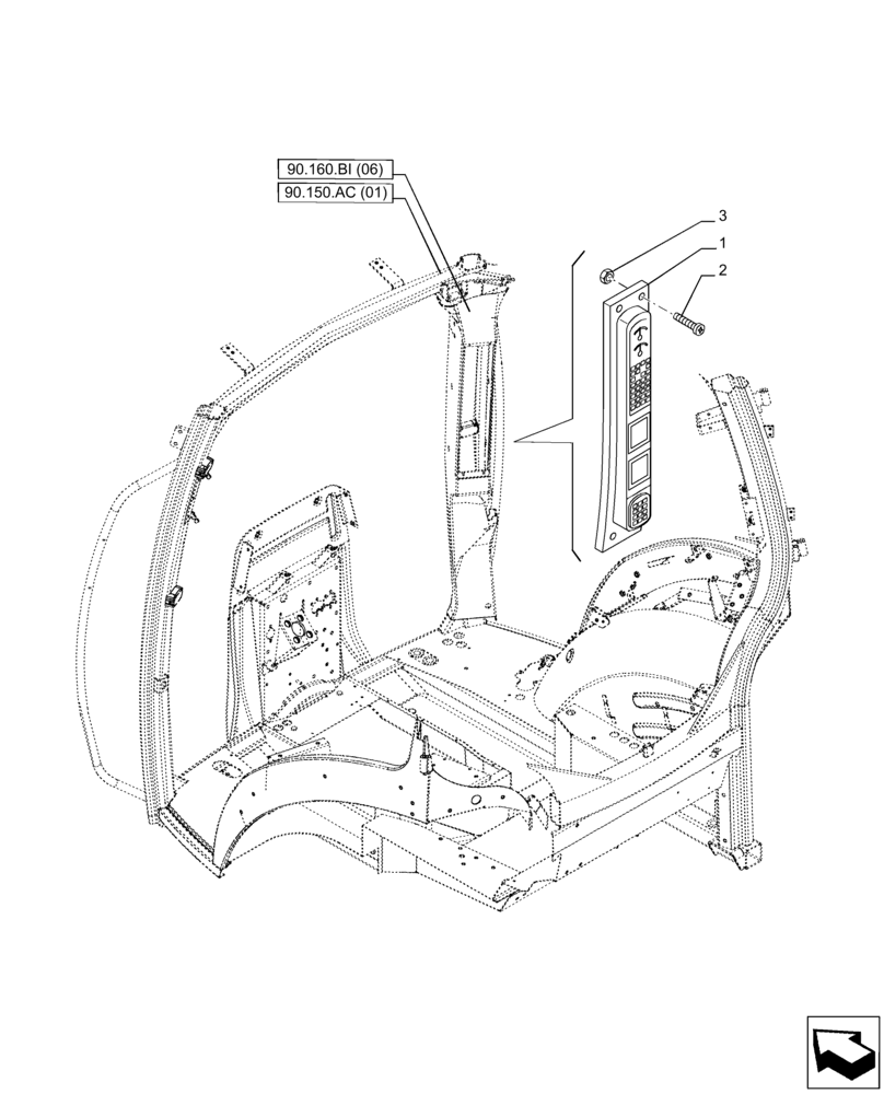 Схема запчастей Case IH PUMA 165 CVT - (55.408.CB) - VAR - 332722, 332723, 392114, 392115 - INSTRUMENT PANEL, KEYBOARD (55) - ELECTRICAL SYSTEMS