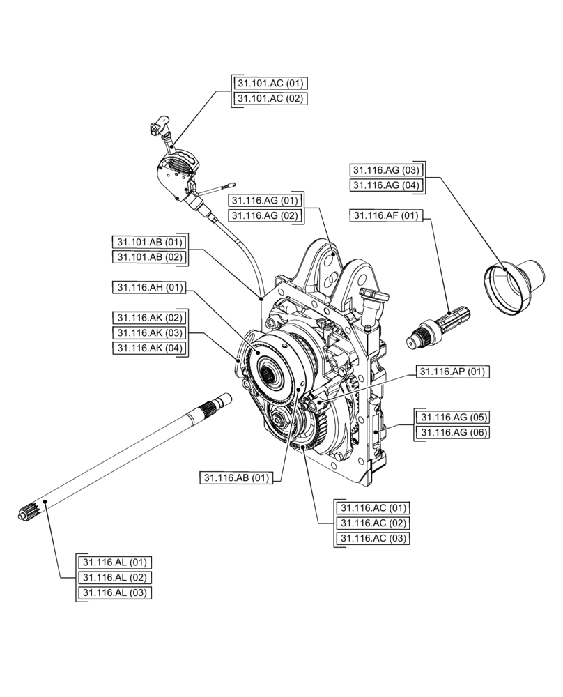 Схема запчастей Case IH PUMA 150 CVT - (31.000.00[01]) - SECTION INDEX - IMPLEMENT POWER TAKE OFF (31) - IMPLEMENT POWER TAKE OFF