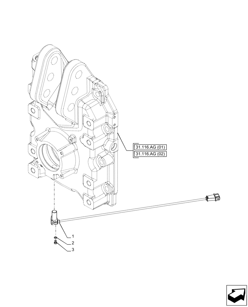 Схема запчастей Case IH PUMA 150 CVT - (55.048.AI[01]) - VAR - 391139, 758024 - PTO, SENSOR, SPEED (55) - ELECTRICAL SYSTEMS