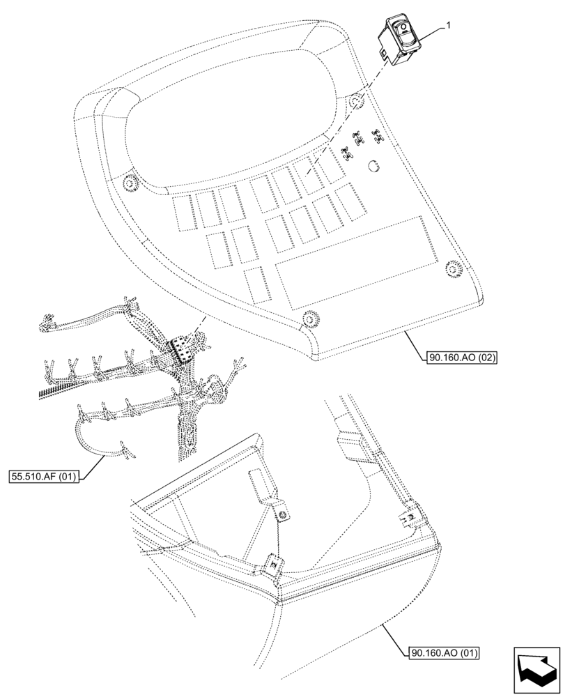 Схема запчастей Case IH FARMLIFT 635 - (55.513.AA) - TRANSMISSION, MANUAL/SEMIAUTO, SWITCH (55) - ELECTRICAL SYSTEMS