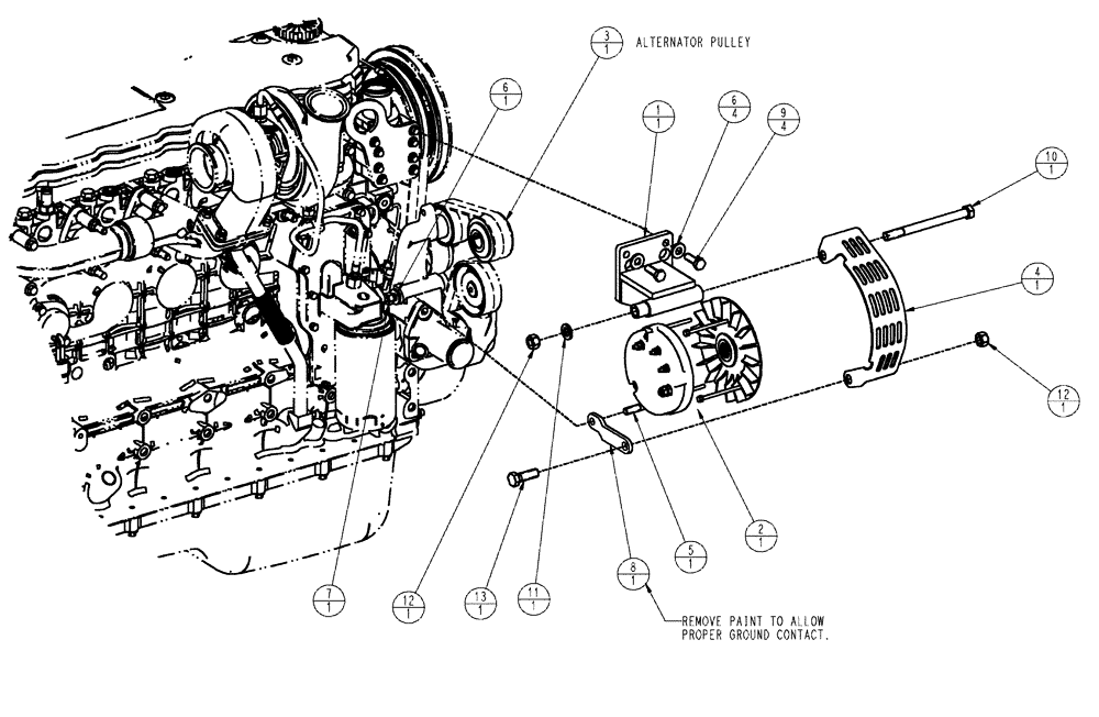 Схема запчастей Case IH SPX3320 - (03-055) - ALTERNATOR GROUP (01) - ENGINE