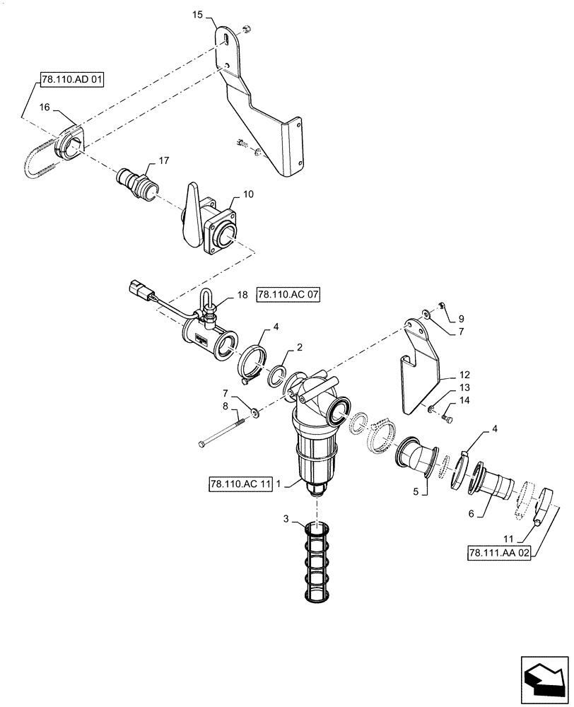 Схема запчастей Case IH PATRIOT 3240 - (78.110.AC[05]) - LOW FLOW STRAINER AND THROTTLE VALVE (78) - SPRAYING