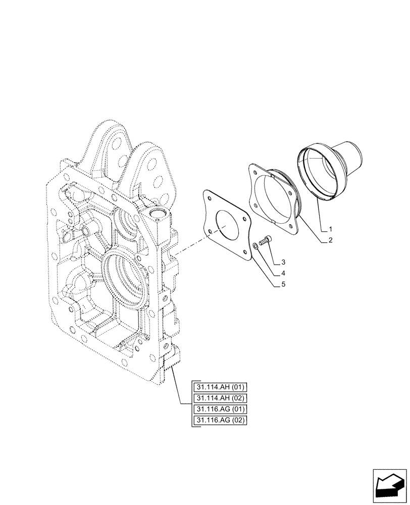 Схема запчастей Case IH PUMA 150 CVT - (31.116.AG[03]) - VAR - 758104, 758105, 758106, 758109, 758110, 758111, 758112 - PTO, GUARD (31) - IMPLEMENT POWER TAKE OFF