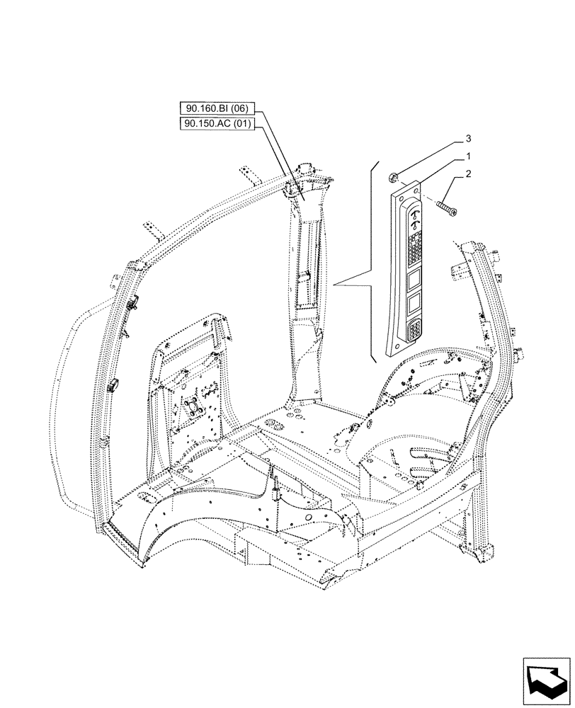 Схема запчастей Case IH PUMA 220 CVT - (55.408.CB[01]) - VAR - 332722, 332723, 392114, 392115 - INSTRUMENT PANEL, KEYBOARD (55) - ELECTRICAL SYSTEMS