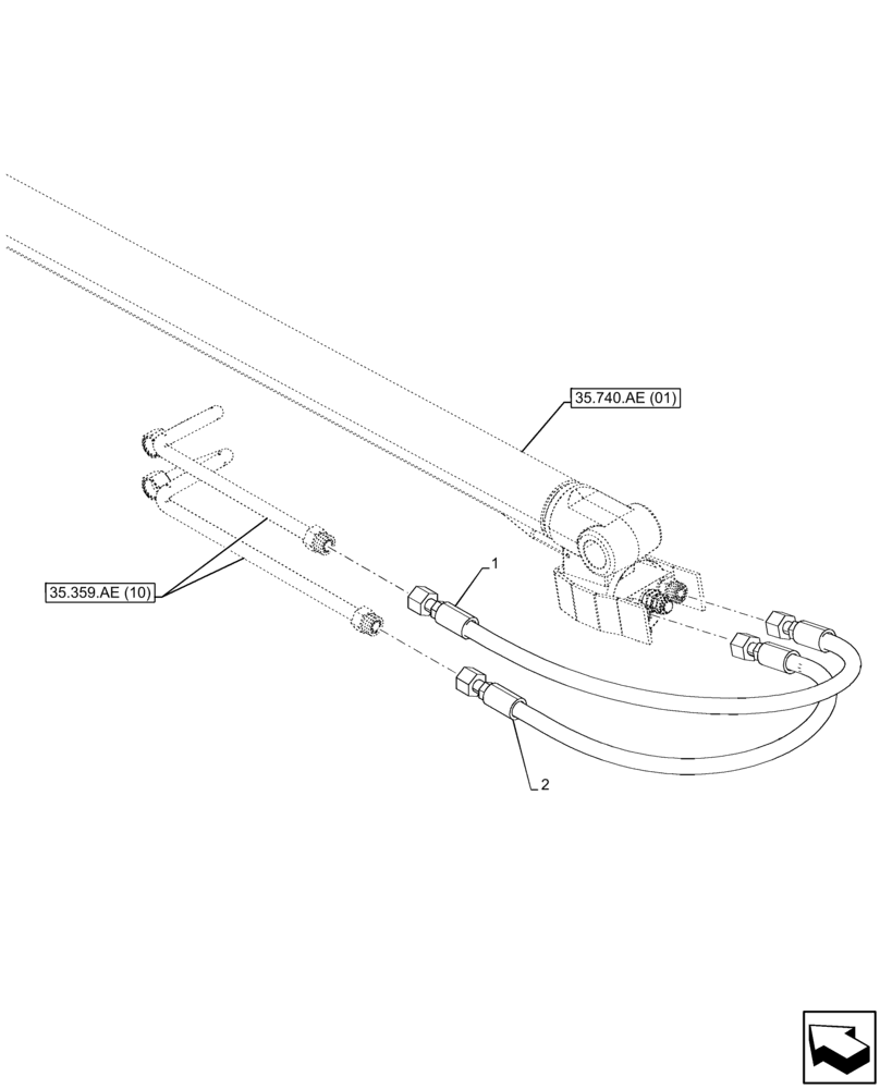 Схема запчастей Case IH FARMLIFT 742 - (35.740.AC) - BOOM CYLINDER LINE (6 - 7M) (35) - HYDRAULIC SYSTEMS