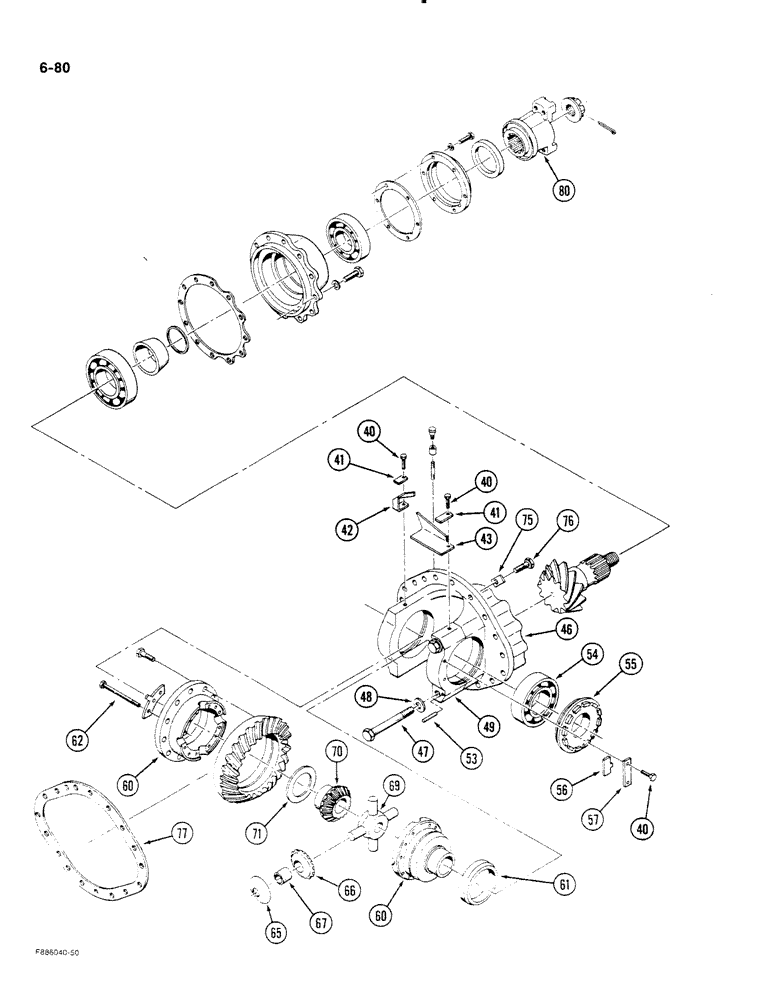 Схема запчастей Case IH STEIGER - (6-80) - AXLE ASSEMBLY, DIFFERENTIAL AND CARRIER, K598.60/70 SERIES (06) - POWER TRAIN