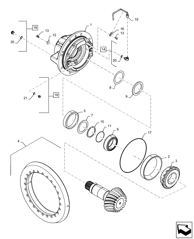 Схема запчастей Case IH STEIGER 620 - (27.106.AE) - REAR AXLE PINION SHAFT (27) - REAR AXLE SYSTEM