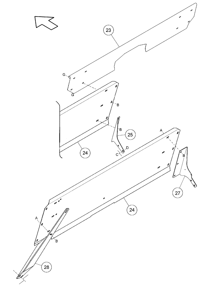 Схема запчастей Case IH 2062 - (09-22) - UPPER CROSS AUGER SHIELDING, EUROPEAN HEADERS (03) - CHASSIS/MOUNTED EQUIPMENT