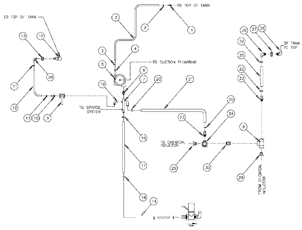 Схема запчастей Case IH 3185 - (09-017) - PRESSURE PLUMBING, SPHERICAL Liquid Plumbing