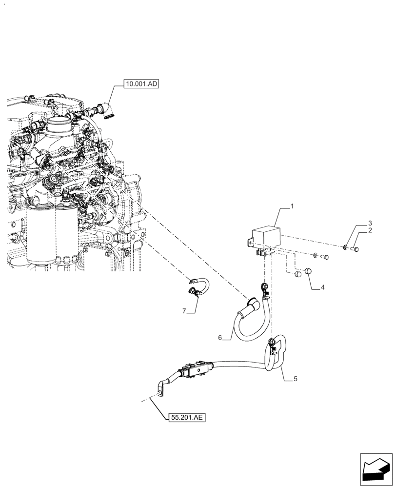 Схема запчастей Case IH FARMALL 110A - (55.202.AX[01]) - VAR - 391265 - THERMOSTARTER CIRCUIT SWITCH AND RELAY (55) - ELECTRICAL SYSTEMS