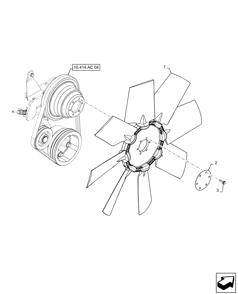 Схема запчастей Case IH 8240 - (10.414.AC[03]) - FAN, ENGINE (10) - ENGINE