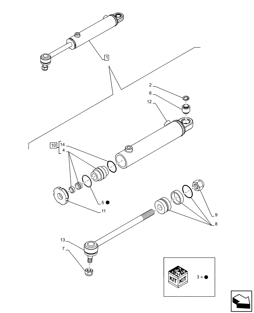 Схема запчастей Case IH FARMALL 105C - (41.216.AB[02]) - VAR - 330581 - FRONT AXLE, OPERATING CYLINDER, 2WD (41) - STEERING