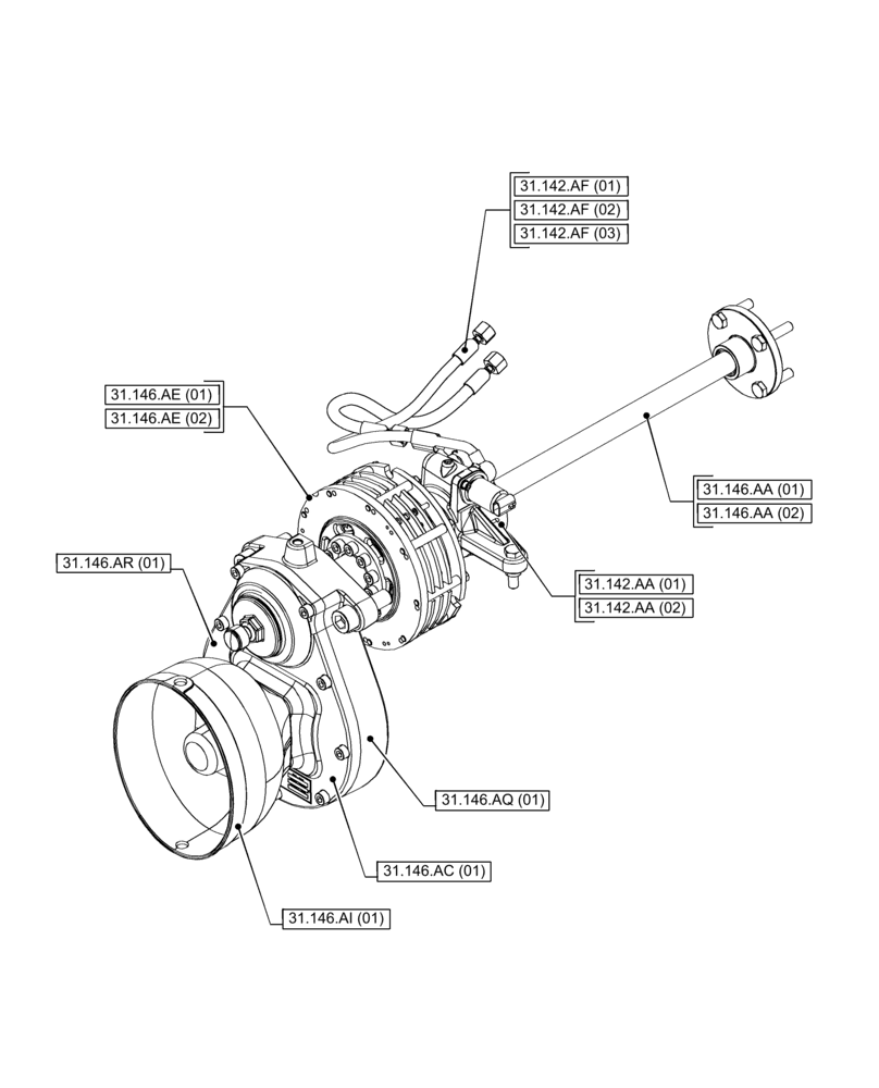 Схема запчастей Case IH PUMA 150 - (00.000.31[04]) - PICTORIAL INDEX - IMPLEMENT POWER TAKE-OFF (00) - GENERAL & PICTORIAL INDEX