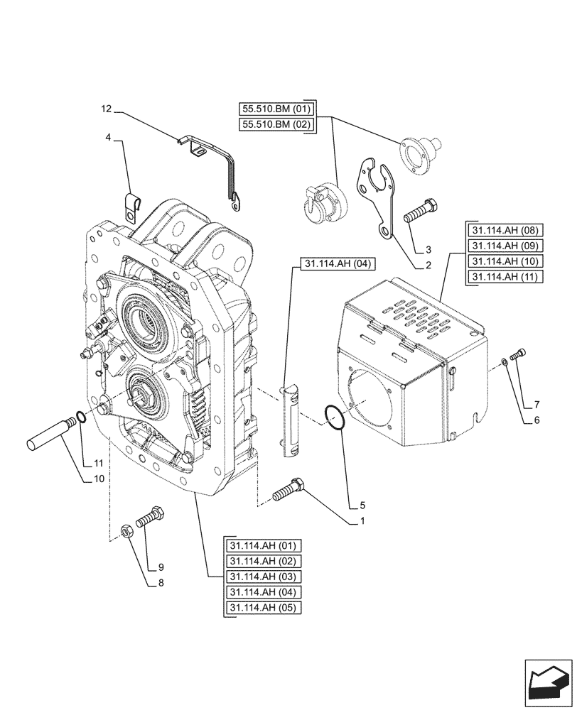 Схема запчастей Case IH PUMA 220 CVT - (31.114.AH[06]) - VAR - 391141, 391145, 758025, 758028, 758031, 758032 - PTO, HOUSING (31) - IMPLEMENT POWER TAKE OFF