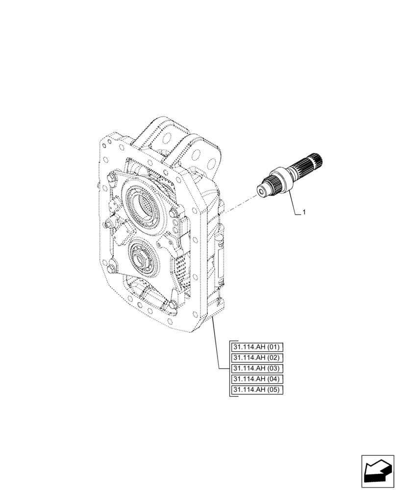 Схема запчастей Case IH PUMA 185 CVT - (31.114.AF[01]) - VAR - 391141, 391145, 758025, 758028, 758029, 758030, 758031, 758032 - PTO, OUTPUT SHAFT (31) - IMPLEMENT POWER TAKE OFF