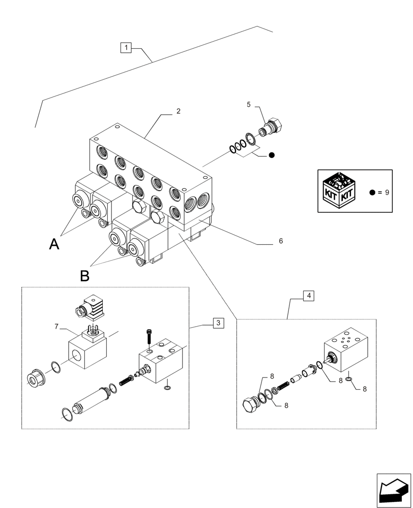 Схема запчастей Case IH A8800 - (35.310.AF[04]) - HYDRAULIC VALVE (4 SECTION) (35) - HYDRAULIC SYSTEMS
