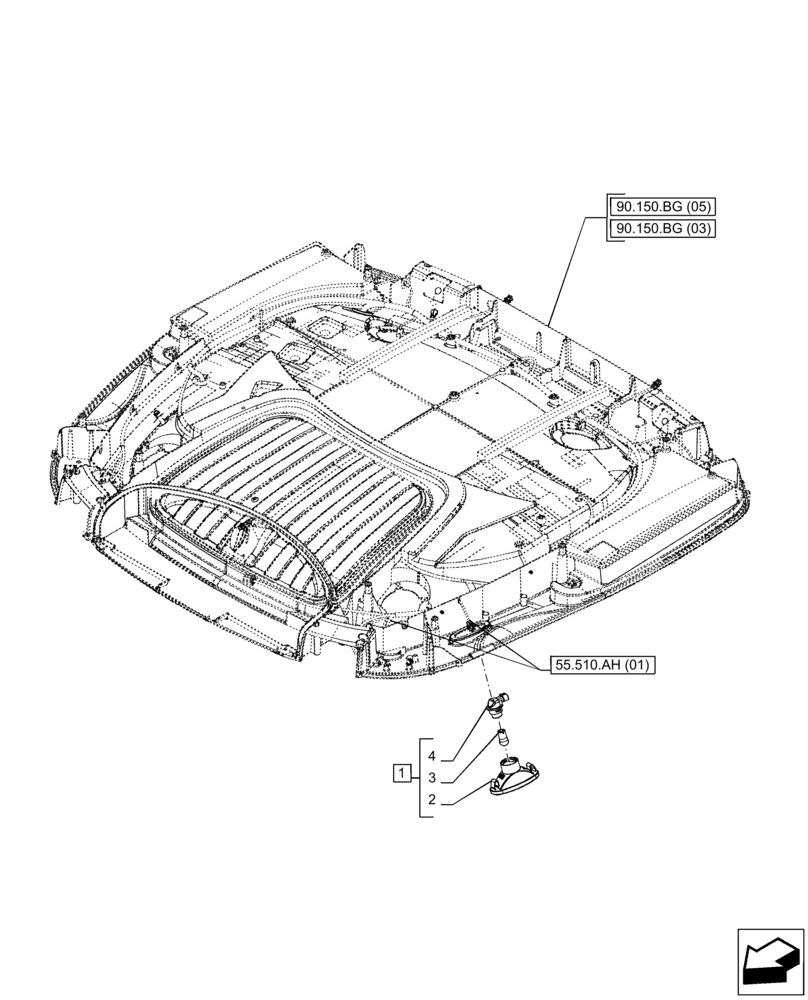 Схема запчастей Case IH PUMA 185 CVT - (55.514.AA[02]) - VAR - 391179, 758140, 758142, 758145 - DOME LIGHT, ROOF (55) - ELECTRICAL SYSTEMS