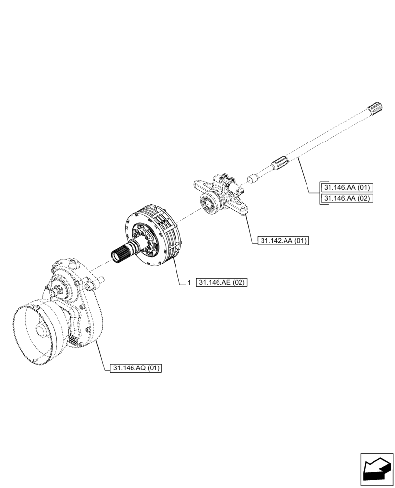 Схема запчастей Case IH PUMA 150 CVT - (31.146.AE[01]) - VAR - 758091, 758093, 758245, 758247, 758248 - FRONT PTO, CLUTCH (31) - IMPLEMENT POWER TAKE OFF