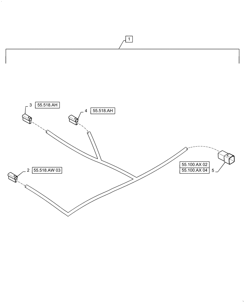 Схема запчастей Case IH STEIGER 420 - (55.518.BL[01]) - WINDSHIELD WASHER HARNESS, BSN ZFF308000 (55) - ELECTRICAL SYSTEMS