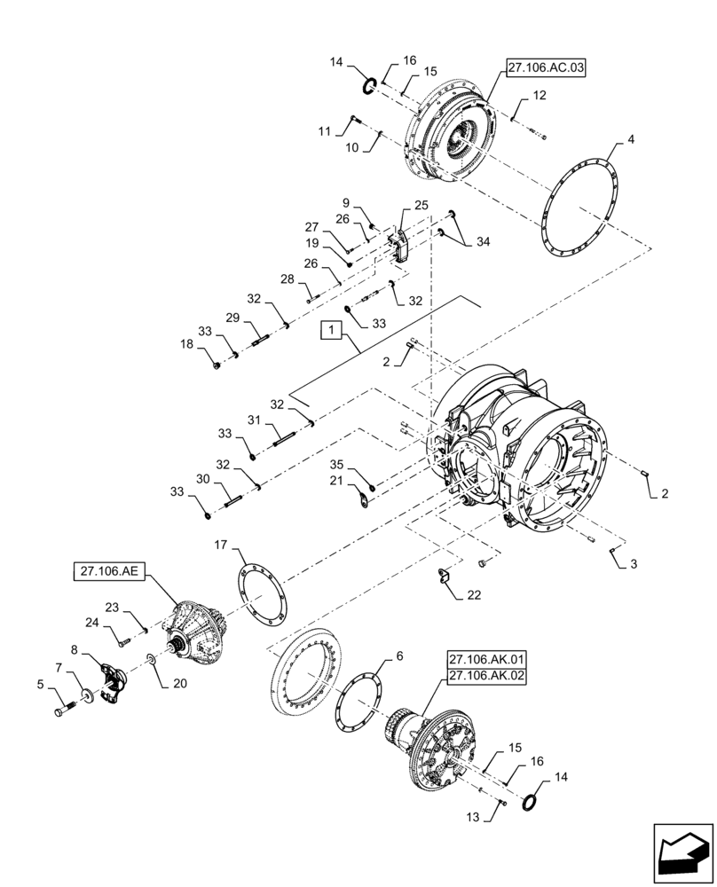 Схема запчастей Case IH STEIGER 500 - (27.106.AC[01]) - REAR AXLE CARRIER, 500, 540 (27) - REAR AXLE SYSTEM