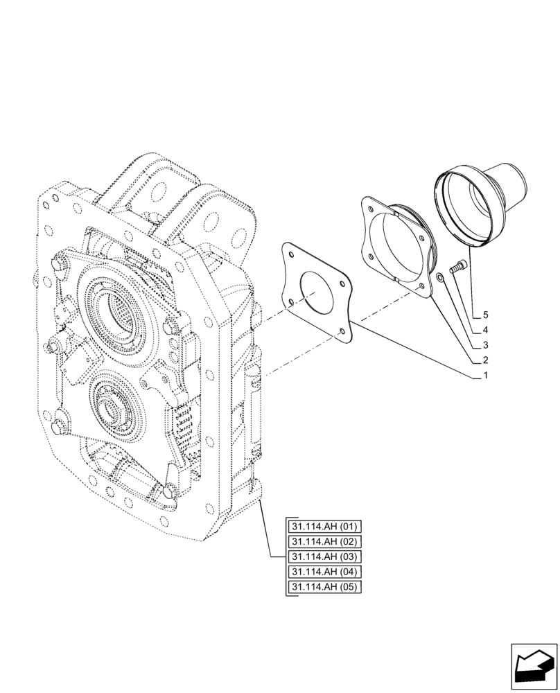 Схема запчастей Case IH PUMA 185 - (31.114.AH[10]) - VAR - 758105, 758106, 758107, 758108, 758109, 758110 - PTO, HOUSING & COVERS (31) - IMPLEMENT POWER TAKE OFF